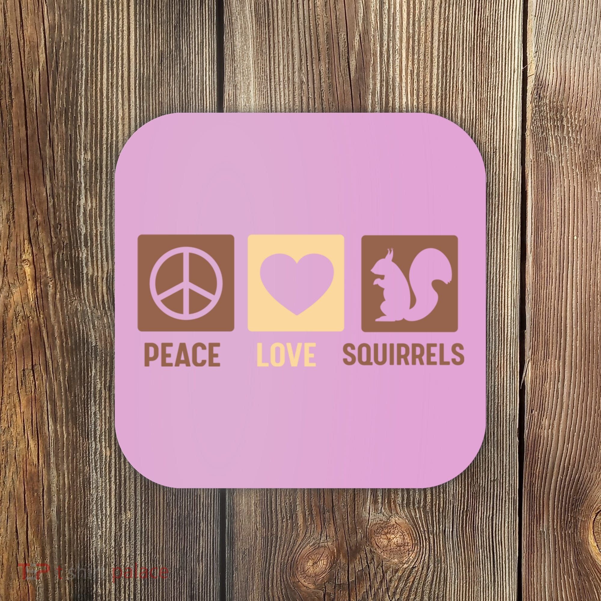Gift For Squirrel Lovers Cute Gift Peace Love Squirrels Gift Coaster