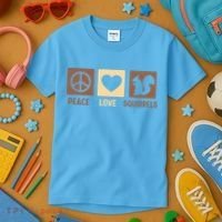 Gift For Squirrel Lovers Cute Gift Peace Love Squirrels Gift Kids T-Shirt thumb 3