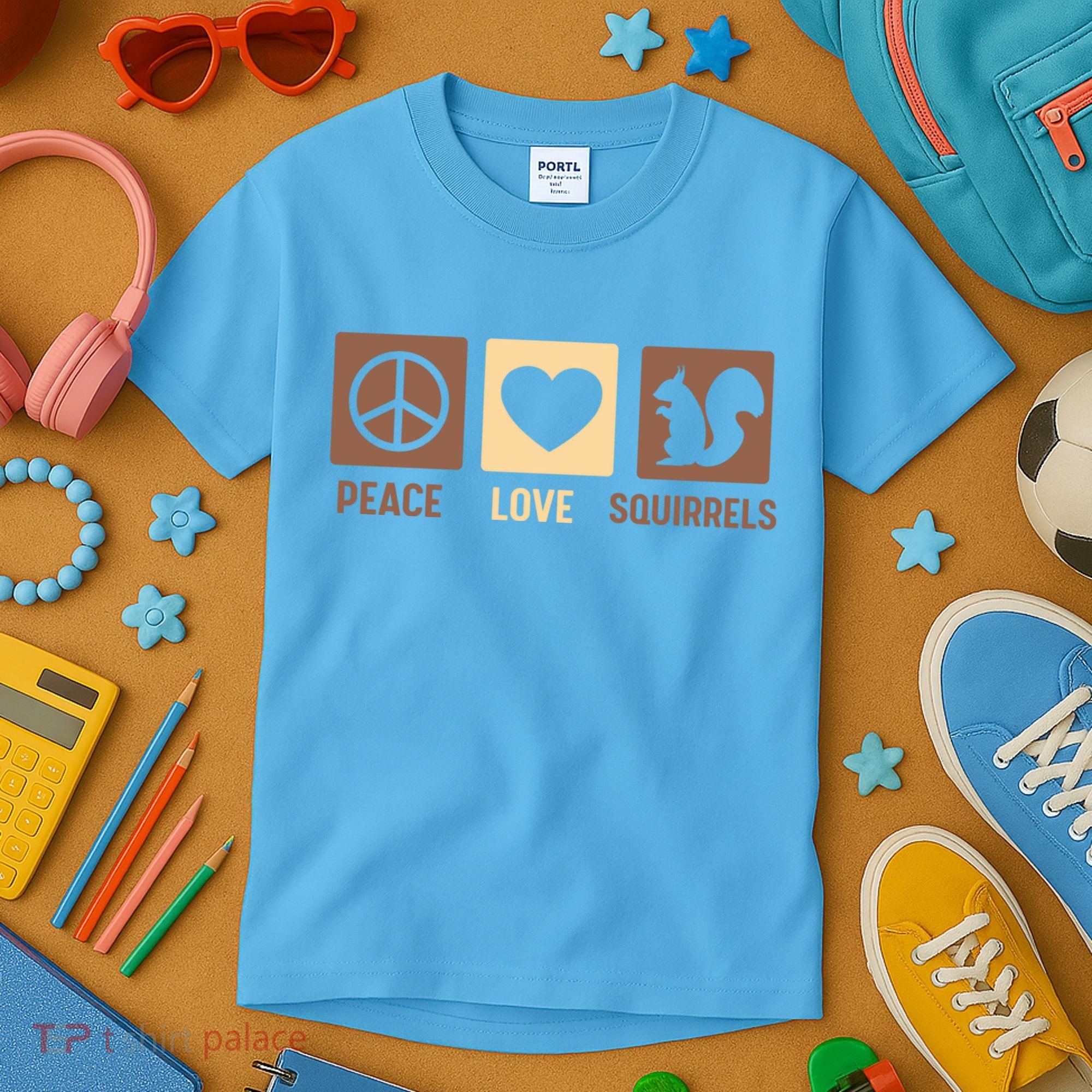 Gift For Squirrel Lovers Cute Gift Peace Love Squirrels Gift Kids T-Shirt
