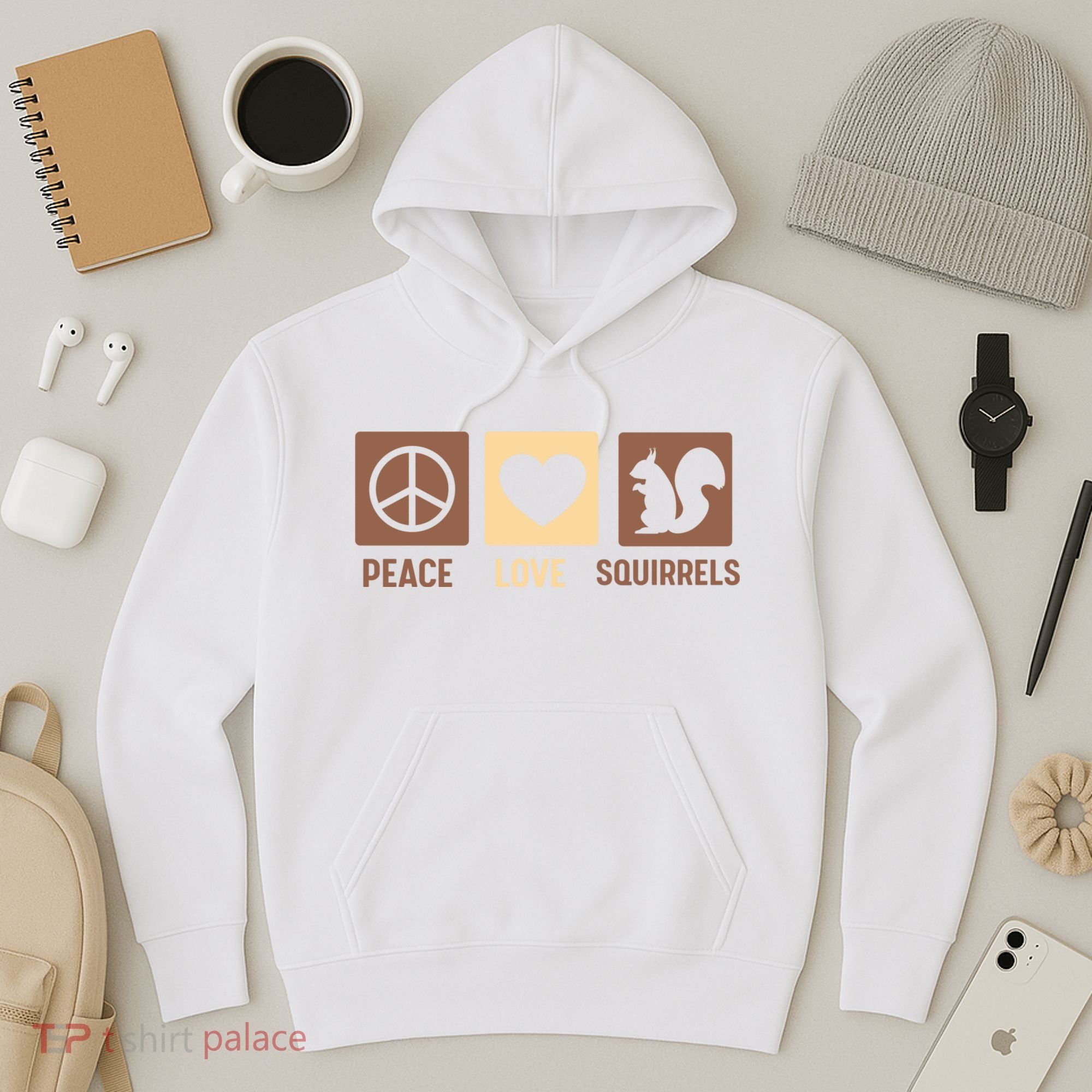 Gift For Squirrel Lovers Cute Gift Peace Love Squirrels Gift Hoodie
