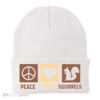 Gift For Squirrel Lovers Cute Gift Peace Love Squirrels Gift Beanie thumb 0