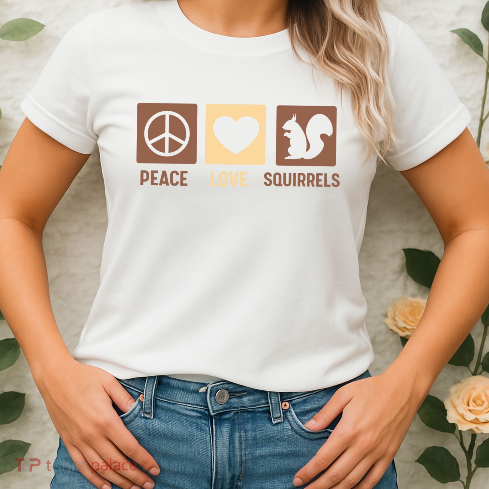 Gift For Squirrel Lovers Cute Gift Peace Love Squirrels Gift Women's T-Shirt