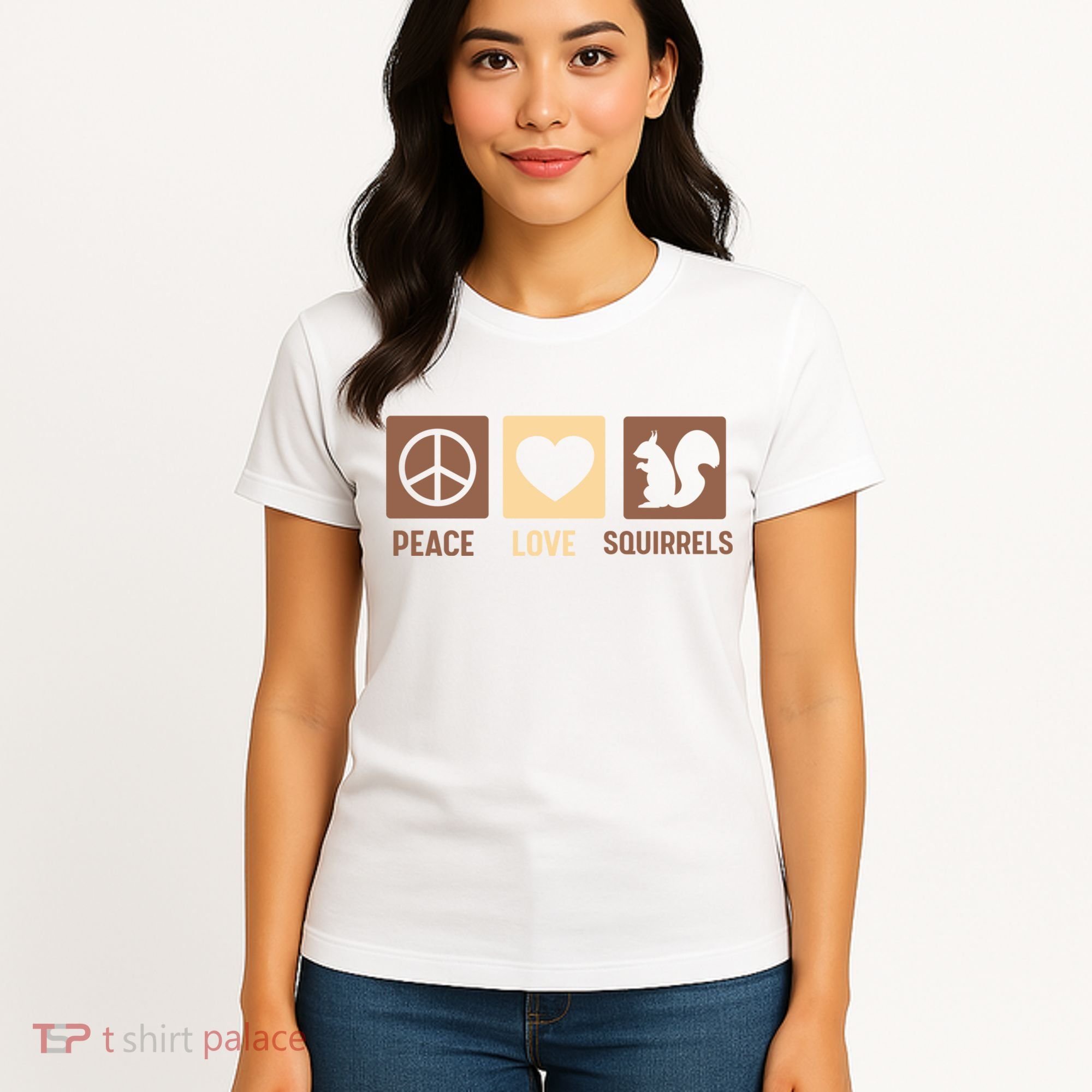 Gift For Squirrel Lovers Cute Gift Peace Love Squirrels Gift Women's T-Shirt