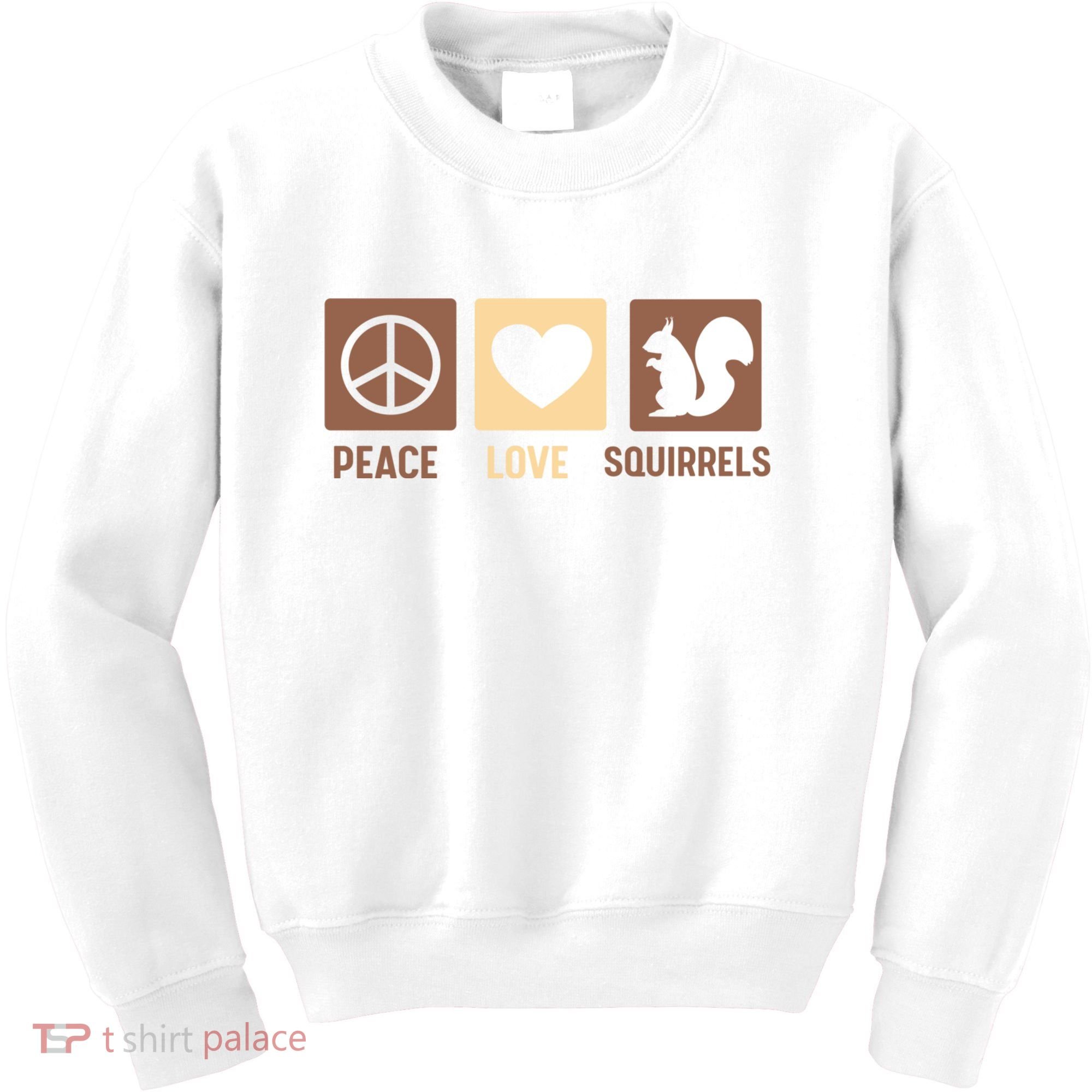 Gift For Squirrel Lovers Cute Gift Peace Love Squirrels Gift Kids Sweatshirt