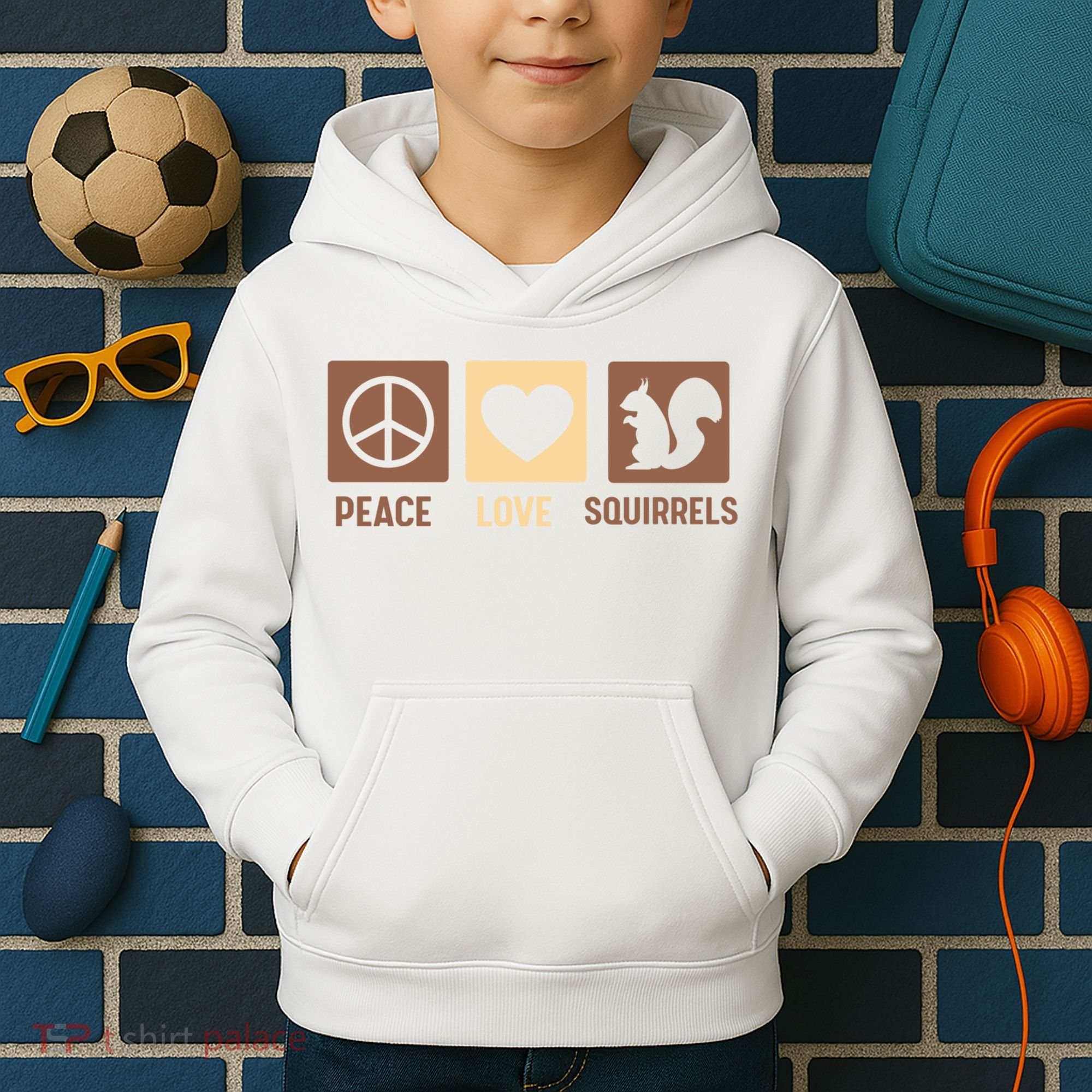 Gift For Squirrel Lovers Cute Gift Peace Love Squirrels Gift Kids Hoodie