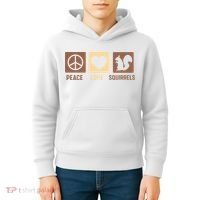 Gift For Squirrel Lovers Cute Gift Peace Love Squirrels Gift Kids Hoodie thumb 4
