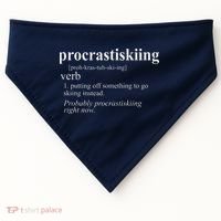 Gifts For Skiers  Procrastiskiing Funny Skiing USA-Made Doggie Bandana thumb 0