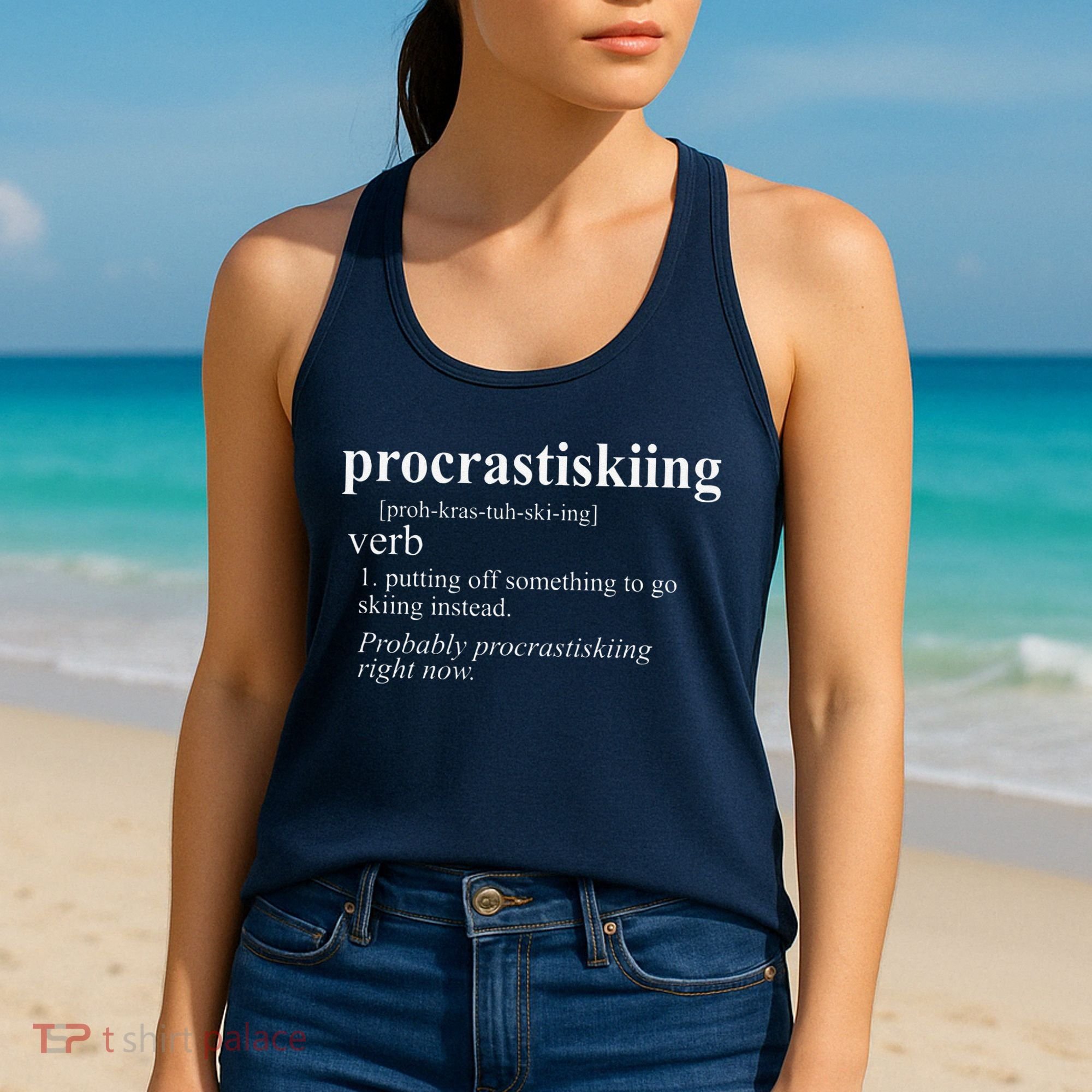 Gifts For Skiers  Procrastiskiing Funny Skiing Women's Tank Top
