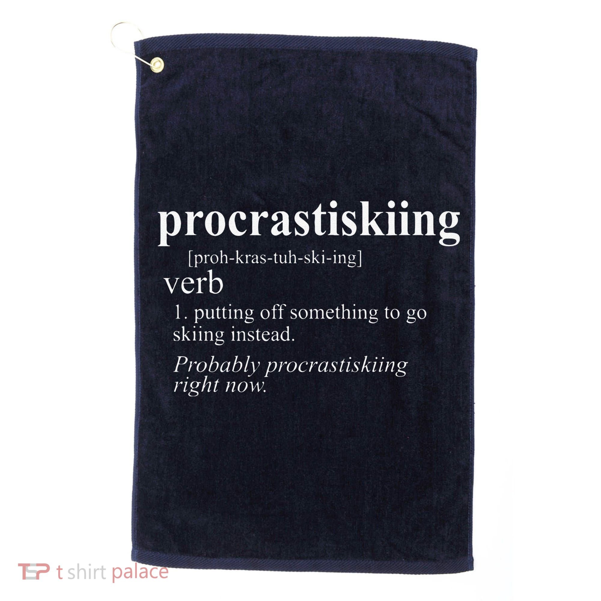 Gifts For Skiers  Procrastiskiing Funny Skiing Golf Towel