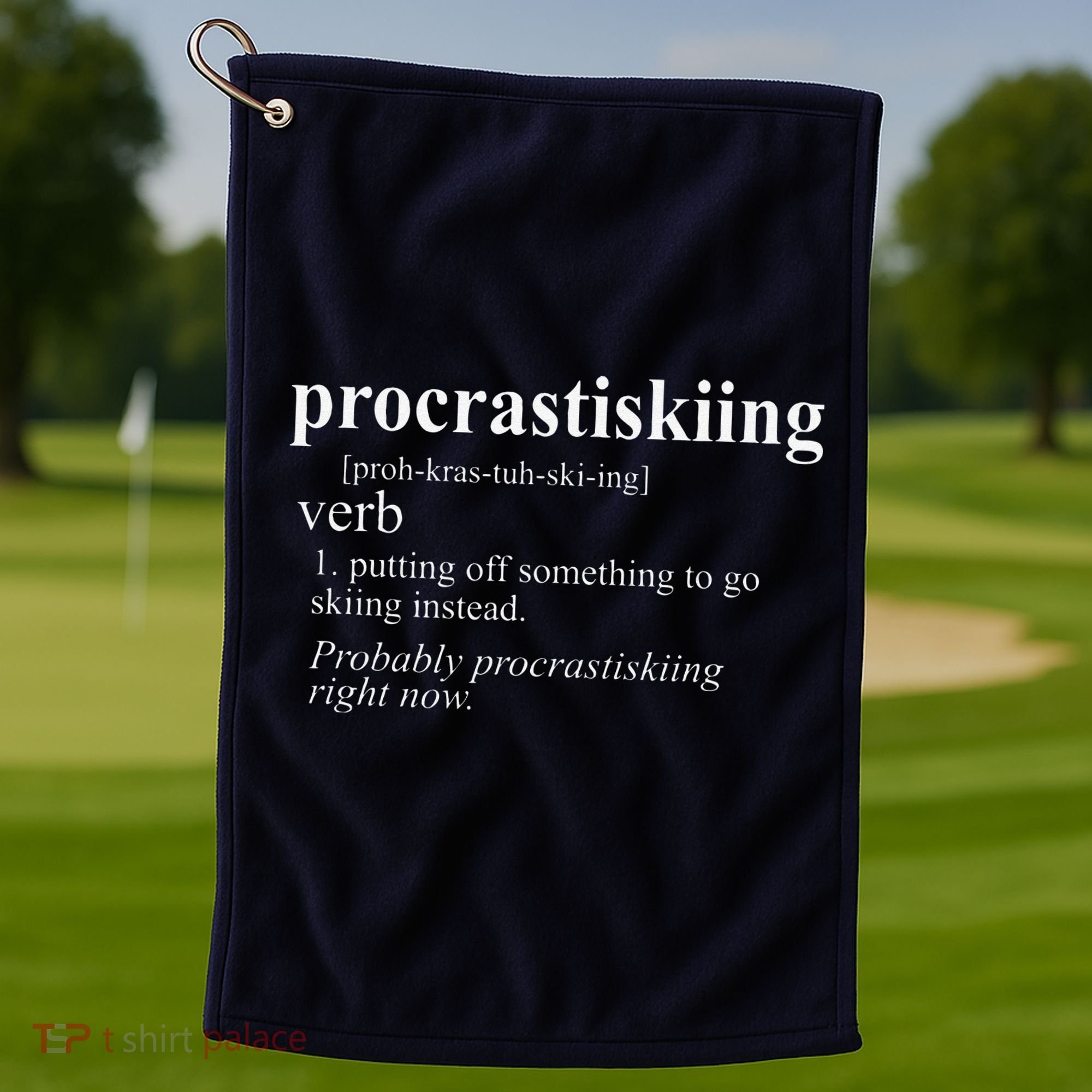 Gifts For Skiers  Procrastiskiing Funny Skiing Golf Towel