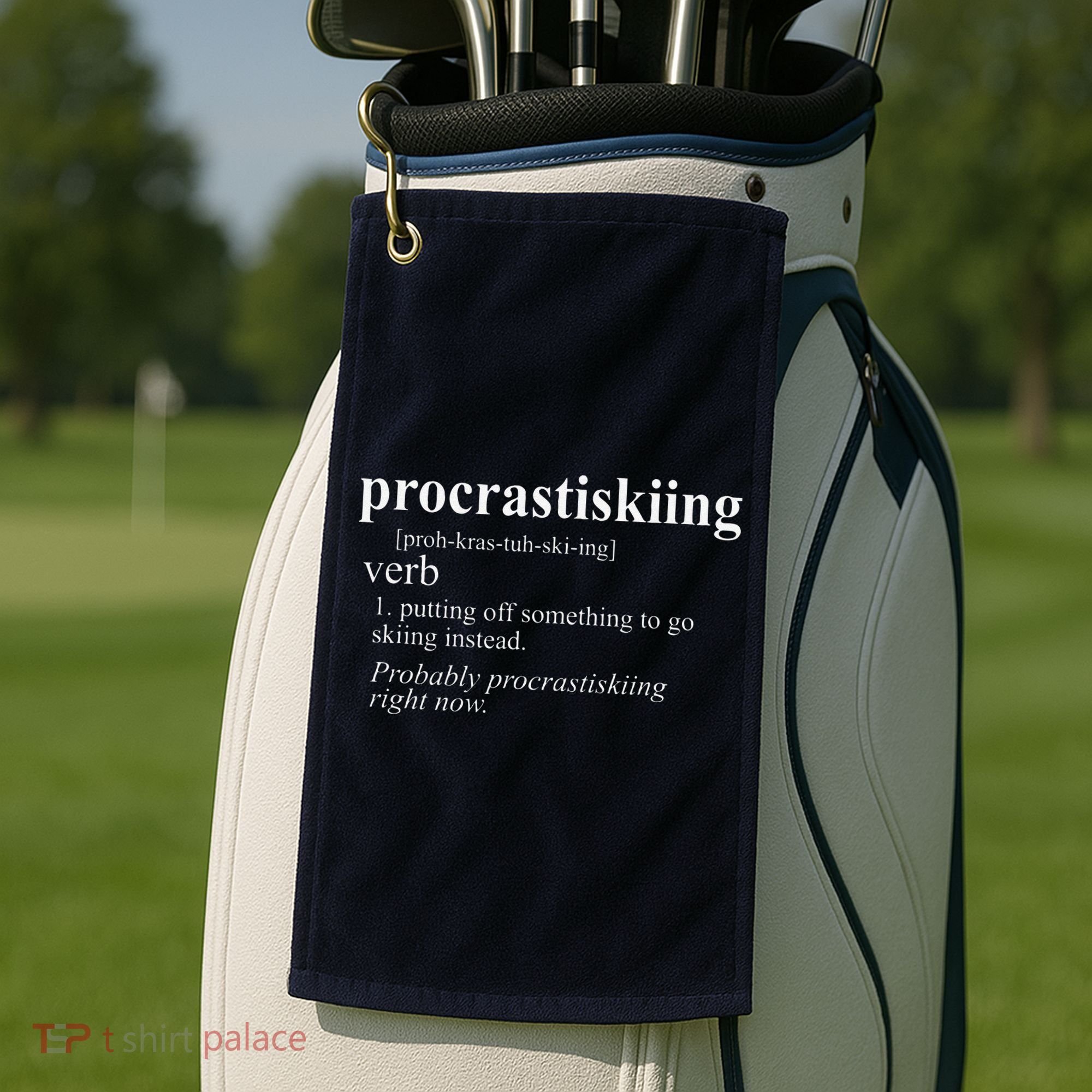 Gifts For Skiers  Procrastiskiing Funny Skiing Golf Towel