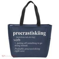 Gifts For Skiers  Procrastiskiing Funny Skiing Tote Bag thumb 0