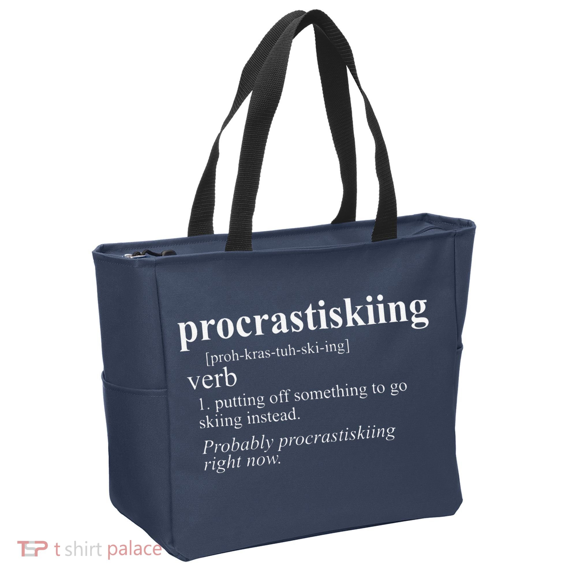 Gifts For Skiers  Procrastiskiing Funny Skiing Tote Bag