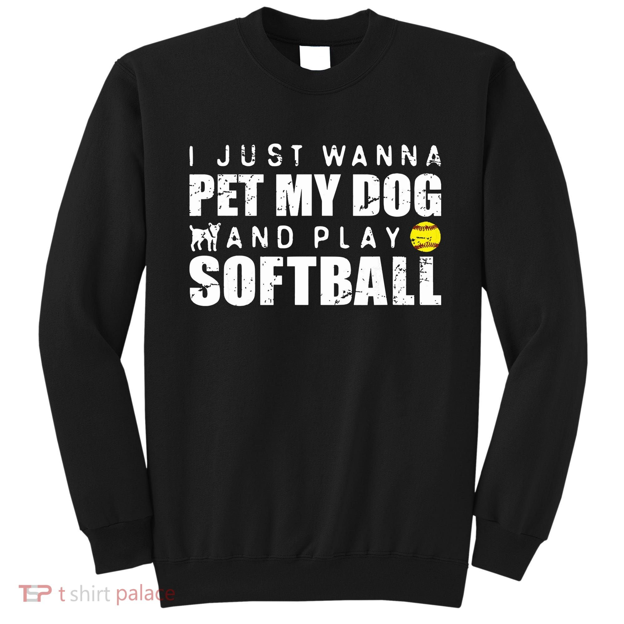 Girl Fastpitch Softball Funny Dog Sweatshirt