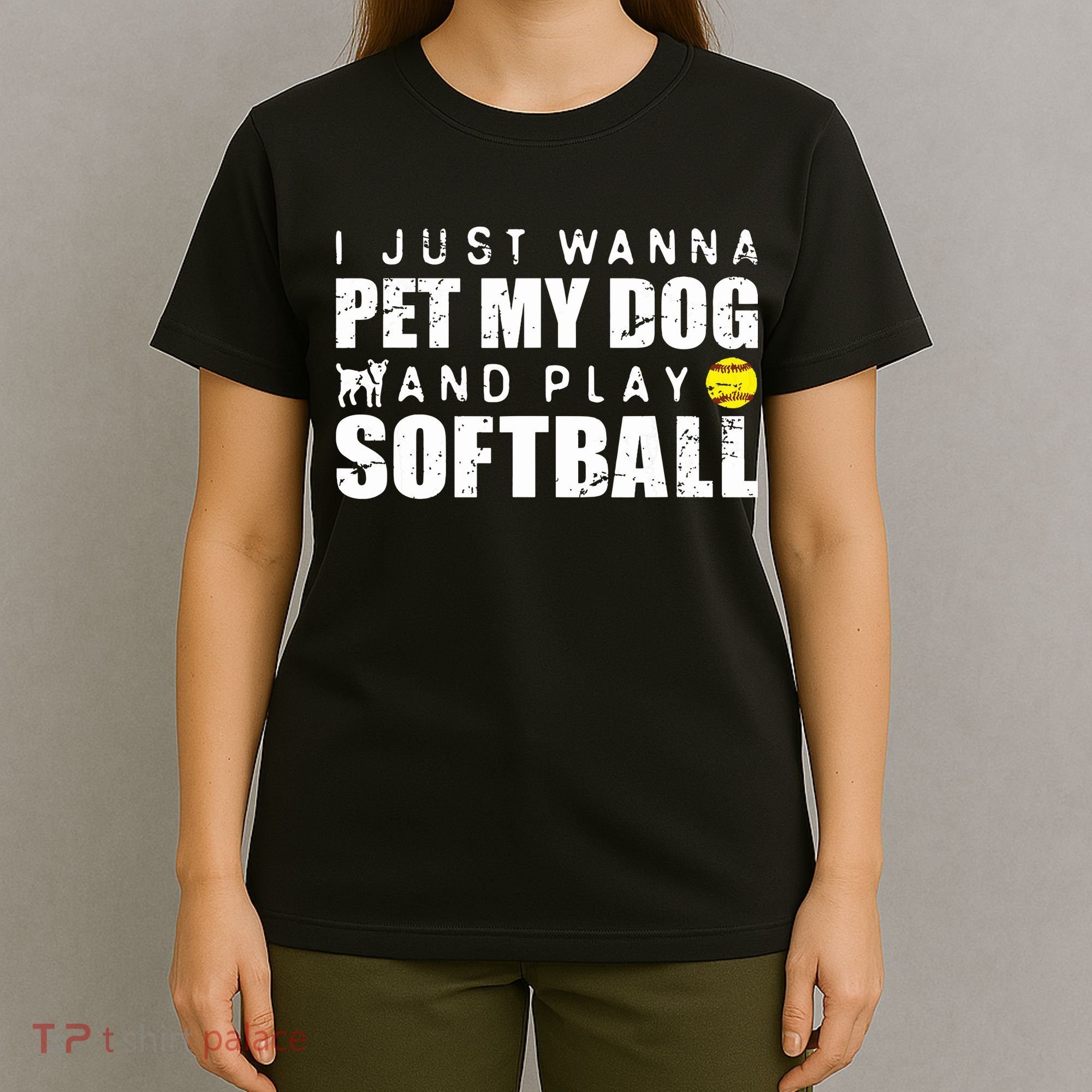 Girl Fastpitch Softball Funny Dog T-Shirt
