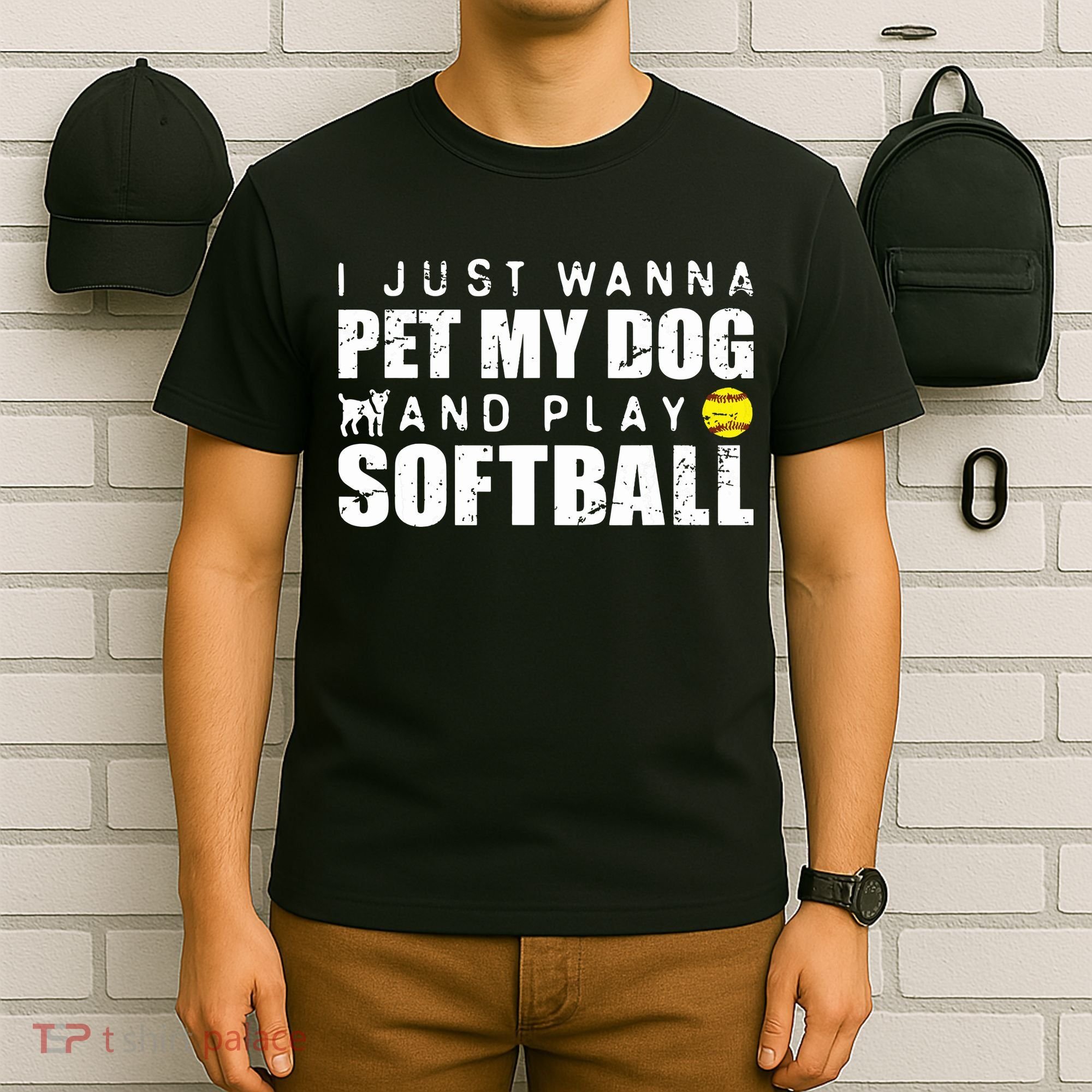 Girl Fastpitch Softball Funny Dog T-Shirt