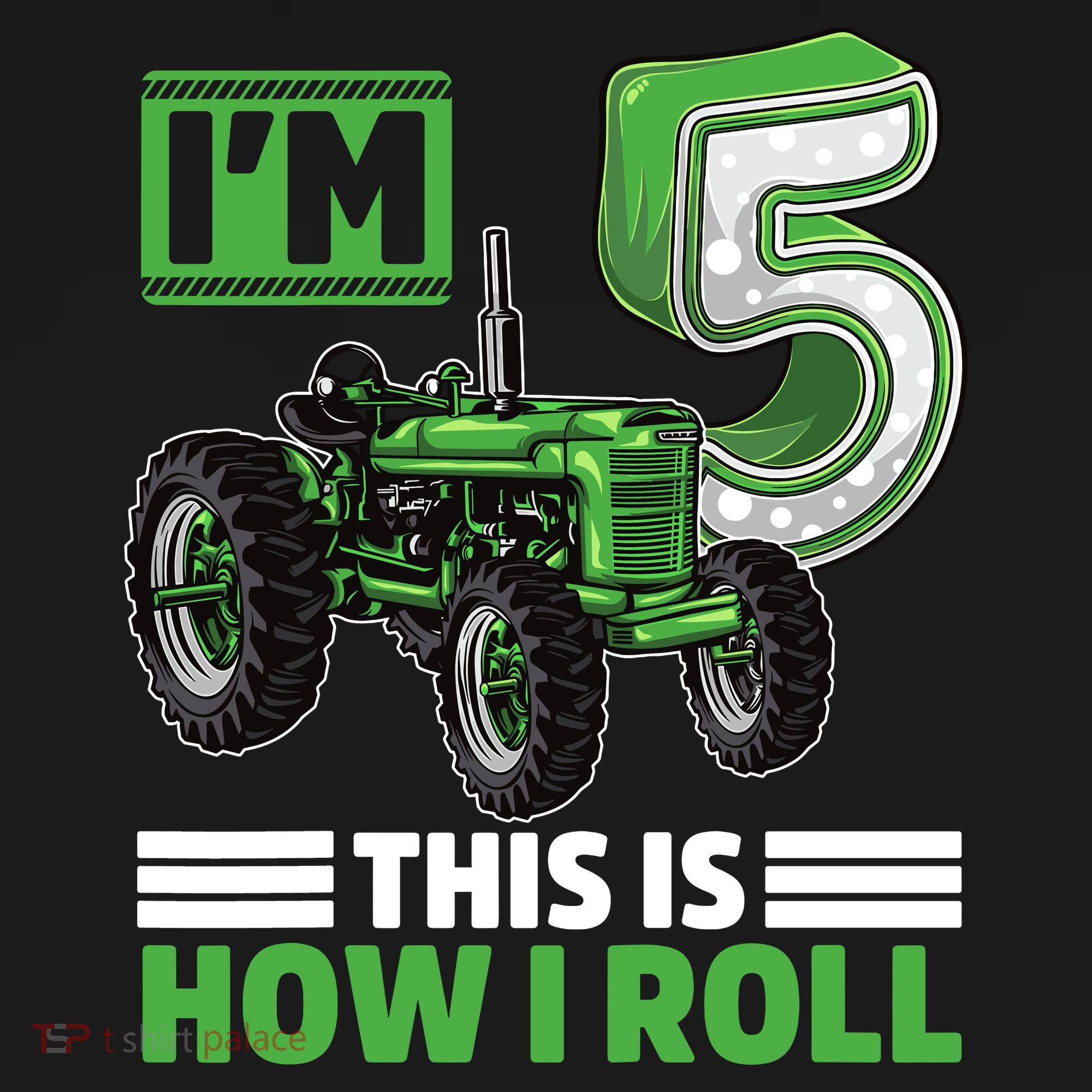 Green Farm Tractor 5th Birthday Party 5 Year Old Farmer USA-Made Doggie Bandana