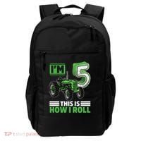 Green Farm Tractor 5th Birthday Party 5 Year Old Farmer Backpack thumb 0