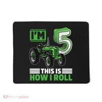 Green Farm Tractor 5th Birthday Party 5 Year Old Farmer Mousepad thumb 0