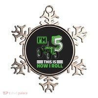 Green Farm Tractor 5th Birthday Party 5 Year Old Farmer Ornament thumb 0