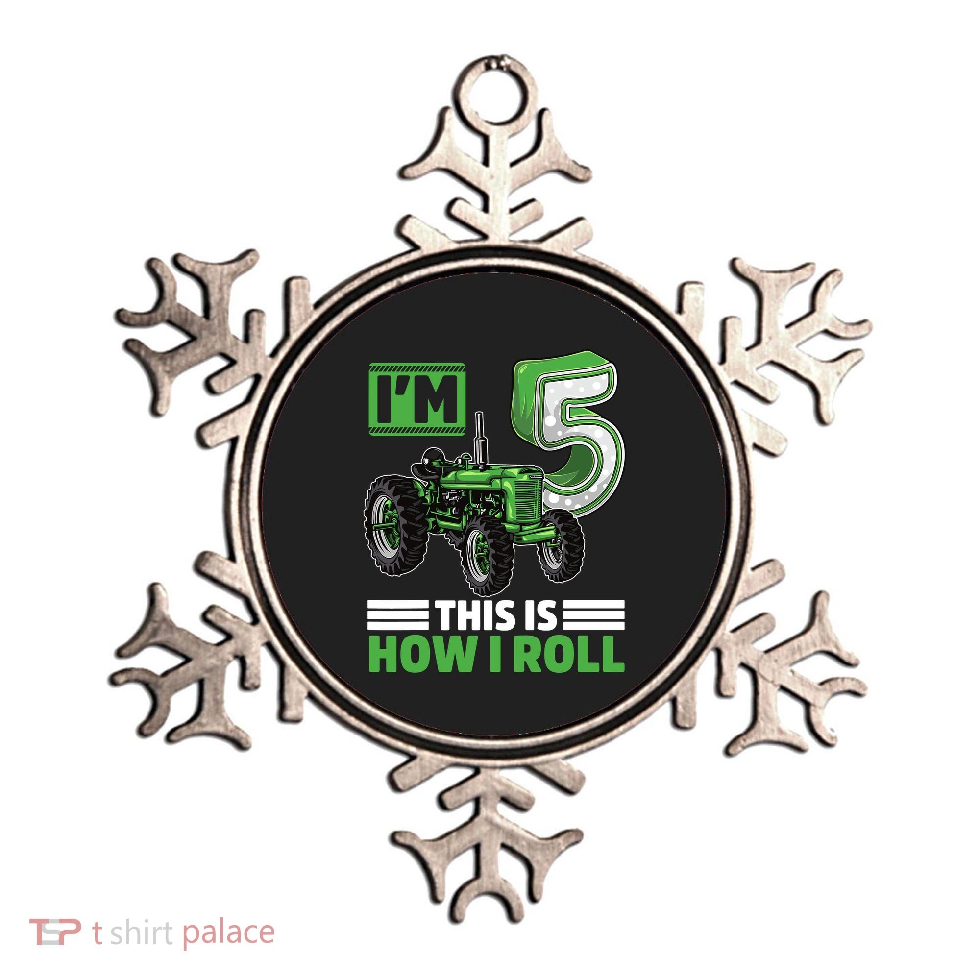 Green Farm Tractor 5th Birthday Party 5 Year Old Farmer Ornament