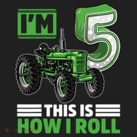 Green Farm Tractor 5th Birthday Party 5 Year Old Farmer Golf Towel thumb 3