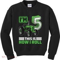 Green Farm Tractor 5th Birthday Party 5 Year Old Farmer Kids Sweatshirt thumb 0