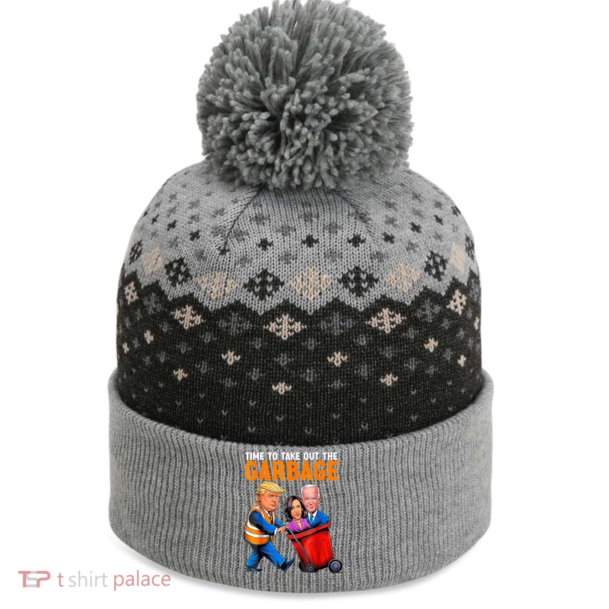 Garbage For Trump 2024 Funny Time To Take Out Garbage Biden The Baniff Cuffed Pom Beanie
