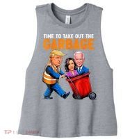 Garbage For Trump 2024 Funny Time To Take Out Garbage Biden Women's Racerback Cropped Tank thumb 0