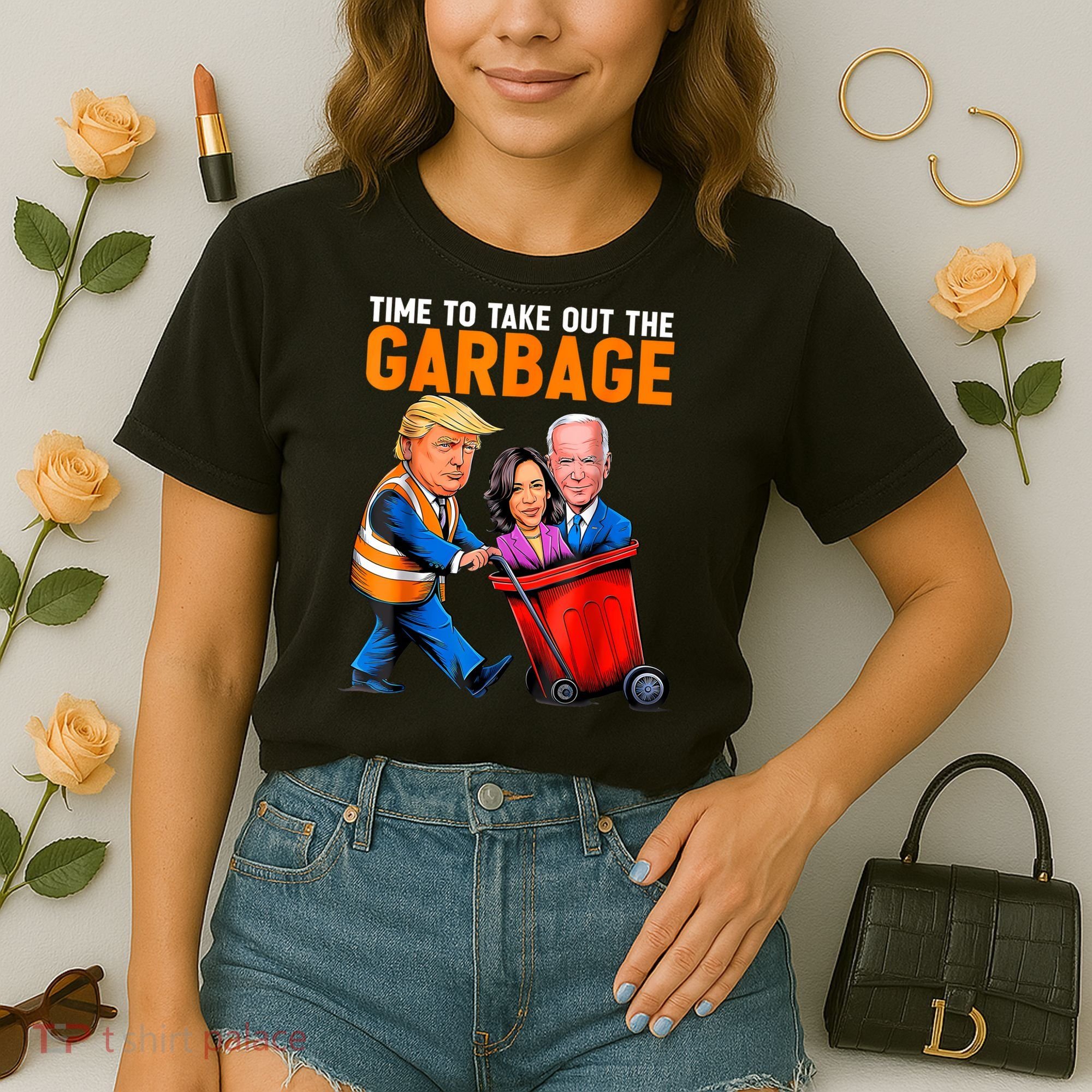 Garbage For Trump 2024 Funny Time To Take Out Garbage Biden Comfort Colors Boxy T-Shirt