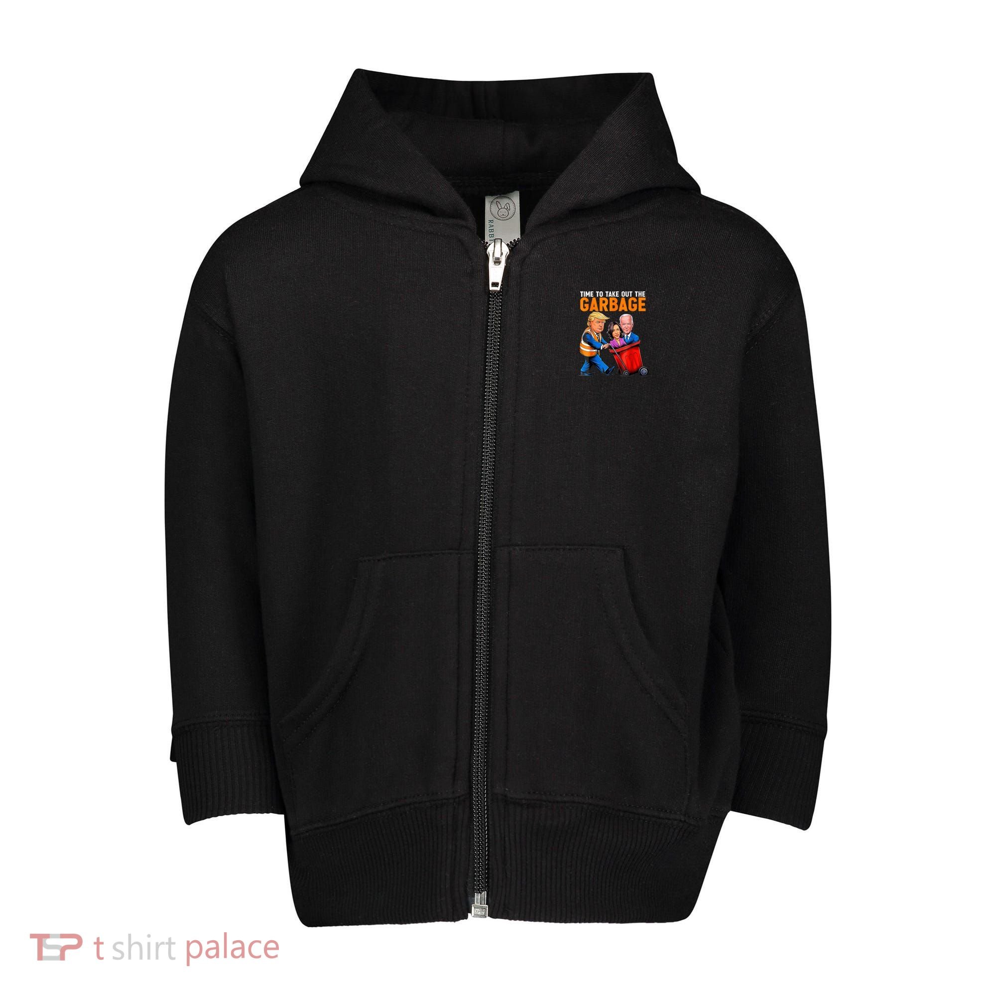 Garbage For Trump 2024 Funny Time To Take Out Garbage Biden Toddler Zip Fleece Hoodie