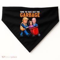 Garbage For Trump 2024 Funny Time To Take Out Garbage Biden USA-Made Doggie Bandana thumb 0