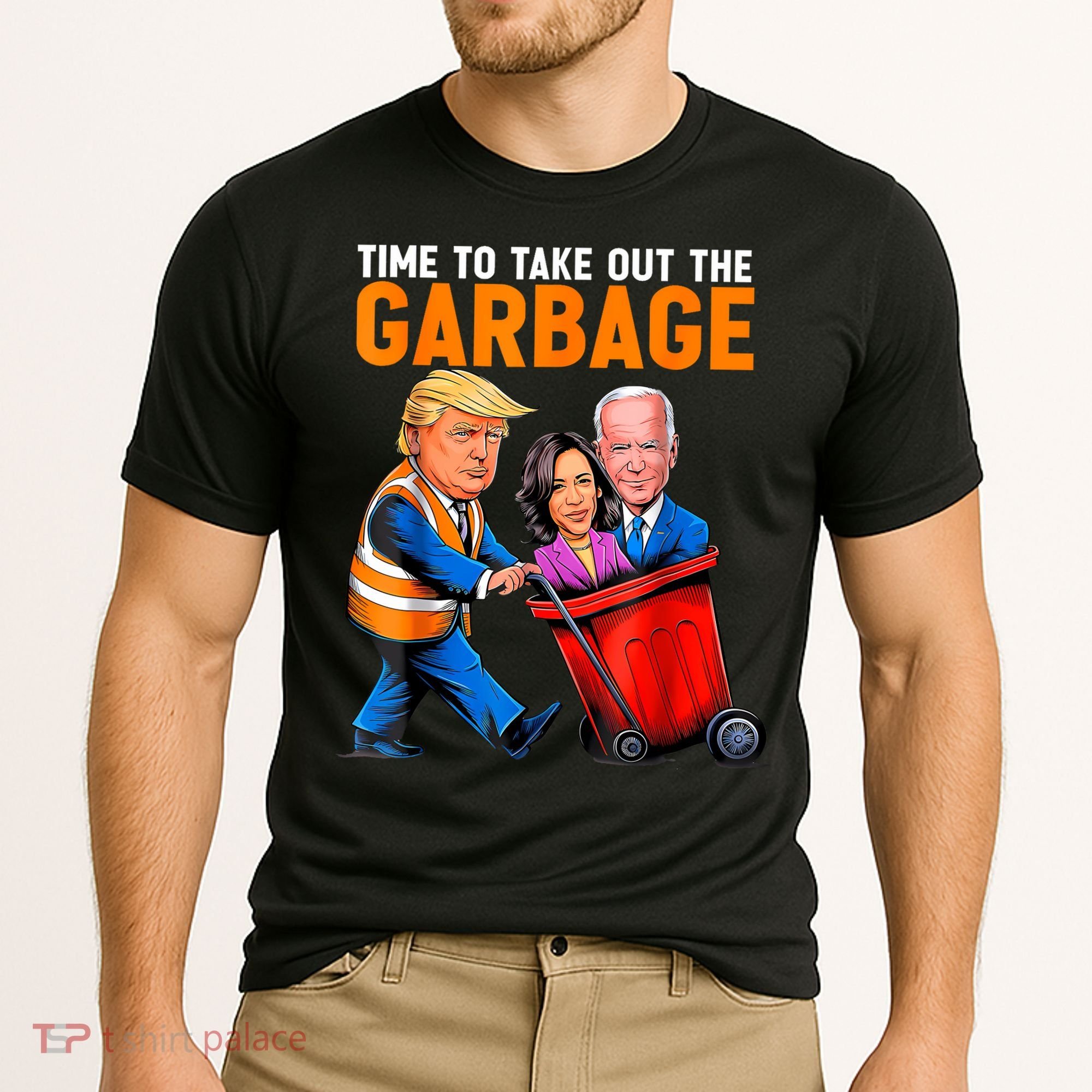 Garbage For Trump 2024 Funny Time To Take Out Garbage Biden Cooling Performance Crew T-Shirt