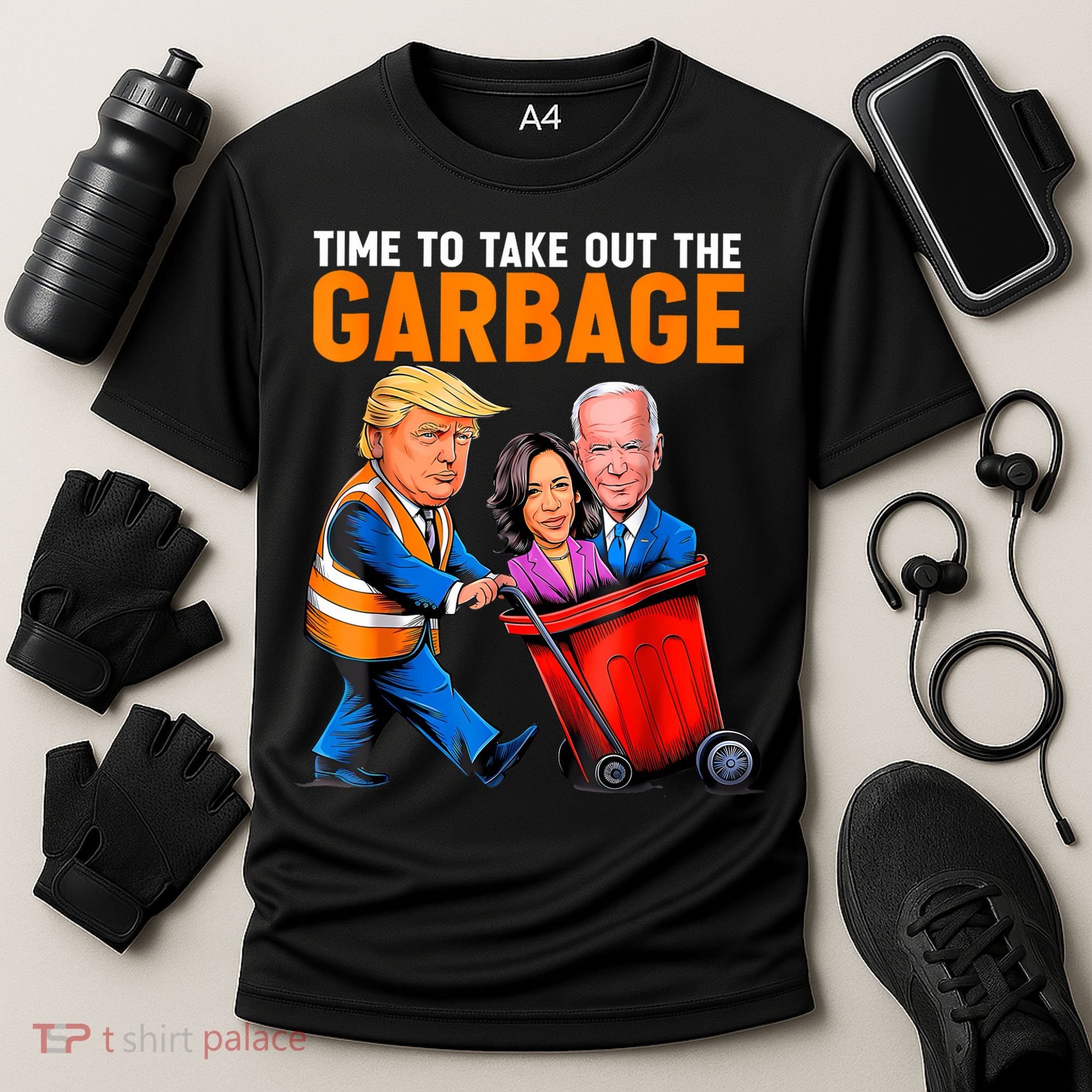 Garbage For Trump 2024 Funny Time To Take Out Garbage Biden Cooling Performance Crew T-Shirt