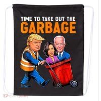 Garbage For Trump 2024 Funny Time To Take Out Garbage Biden Drawstring Bag thumb 0