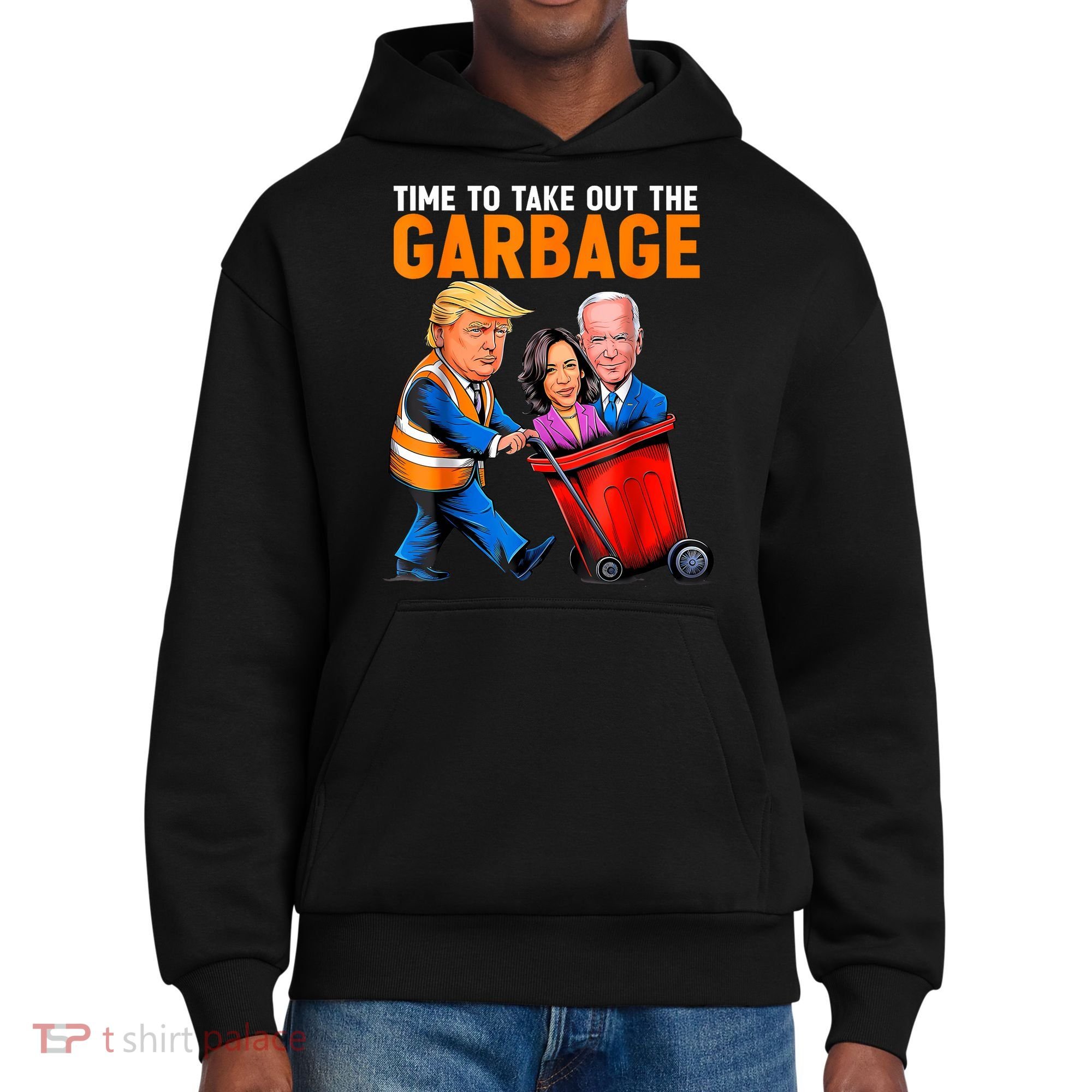 Garbage For Trump 2024 Funny Time To Take Out Garbage Biden District V.I.T. Heavyweight Hoodie