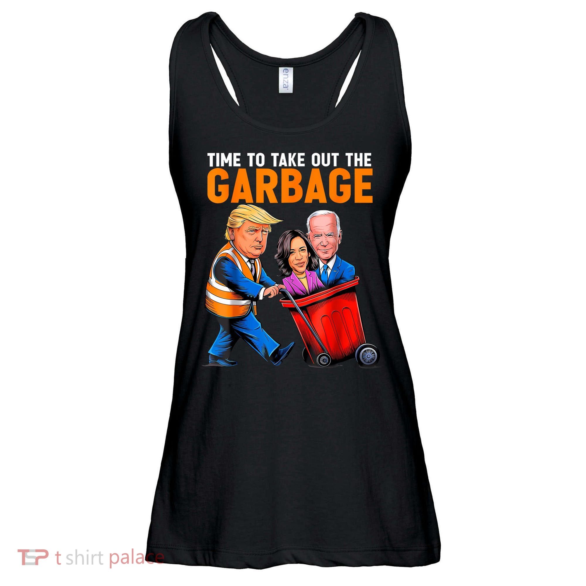 Garbage For Trump 2024 Funny Time To Take Out Garbage Biden Ladies Essential Flowy Tank
