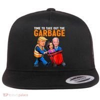 Garbage For Trump 2024 Funny Time To Take Out Garbage Biden Flat Bill Trucker Hat thumb 0