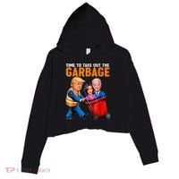 Garbage For Trump 2024 Funny Time To Take Out Garbage Biden Crop Fleece Hoodie thumb 0