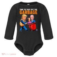 Garbage For Trump 2024 Funny Time To Take Out Garbage Biden Baby Long Sleeve Bodysuit thumb 0