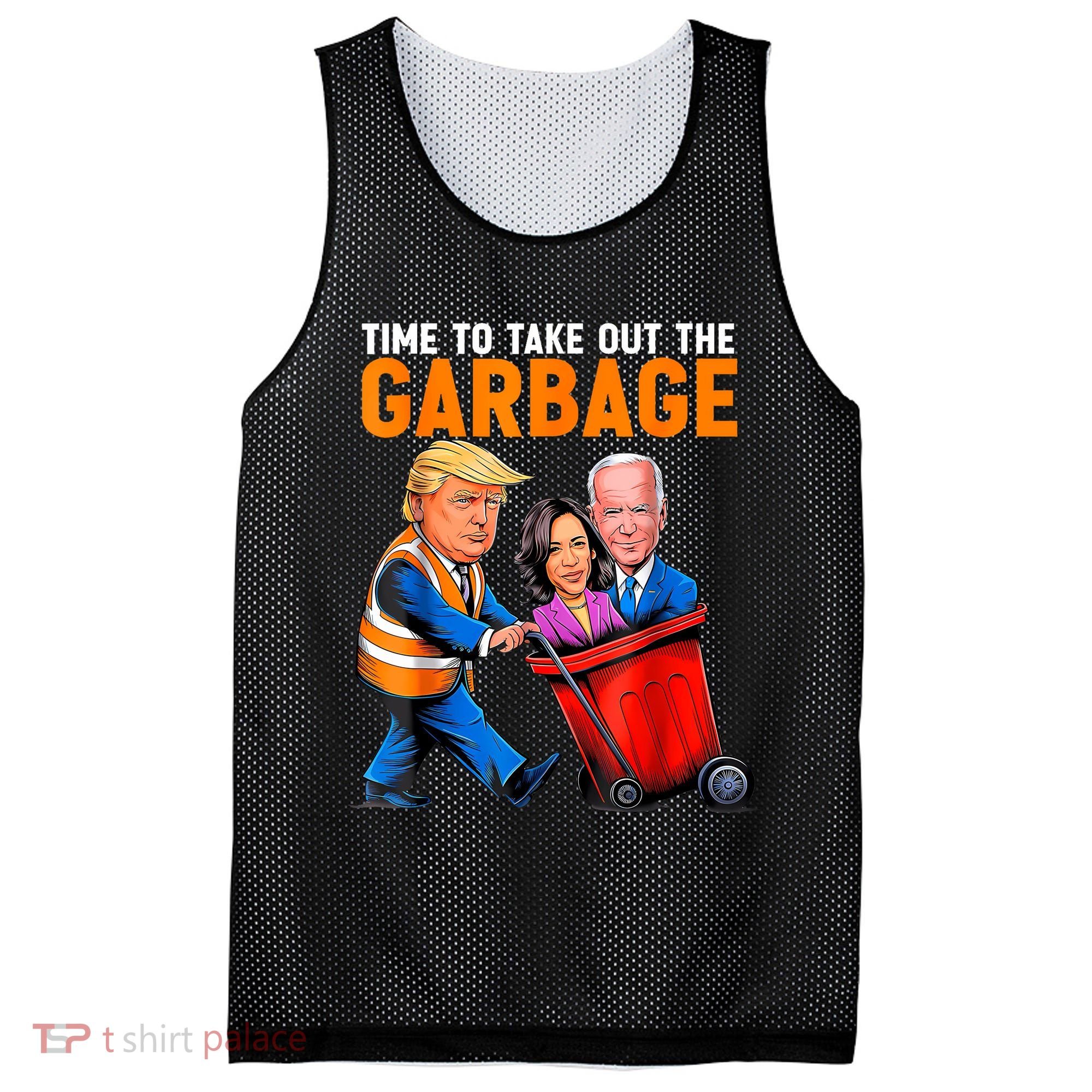 Garbage For Trump 2024 Funny Time To Take Out Garbage Biden Mesh Reversible Basketball Jersey Tank