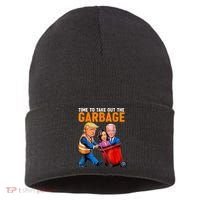 Garbage For Trump 2024 Funny Time To Take Out Garbage Biden Sustainable Knit Beanie thumb 0