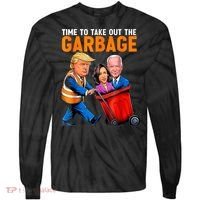Garbage For Trump 2024 Funny Time To Take Out Garbage Biden Tie-Dye Long Sleeve Shirt thumb 0