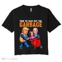Garbage For Trump 2024 Funny Time To Take Out Garbage Biden Women's Crop Top Tee thumb 0