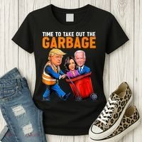 Garbage For Trump 2024 Funny Time To Take Out Garbage Biden Women's T-Shirt thumb 3
