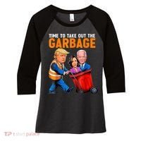 Garbage For Trump 2024 Funny Time To Take Out Garbage Biden Women's Tri-Blend 3/4-Sleeve Raglan Shirt thumb 0
