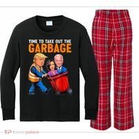 Garbage For Trump 2024 Funny Time To Take Out Garbage Biden Kids Long Sleeve Plaid Pajama Set thumb 0