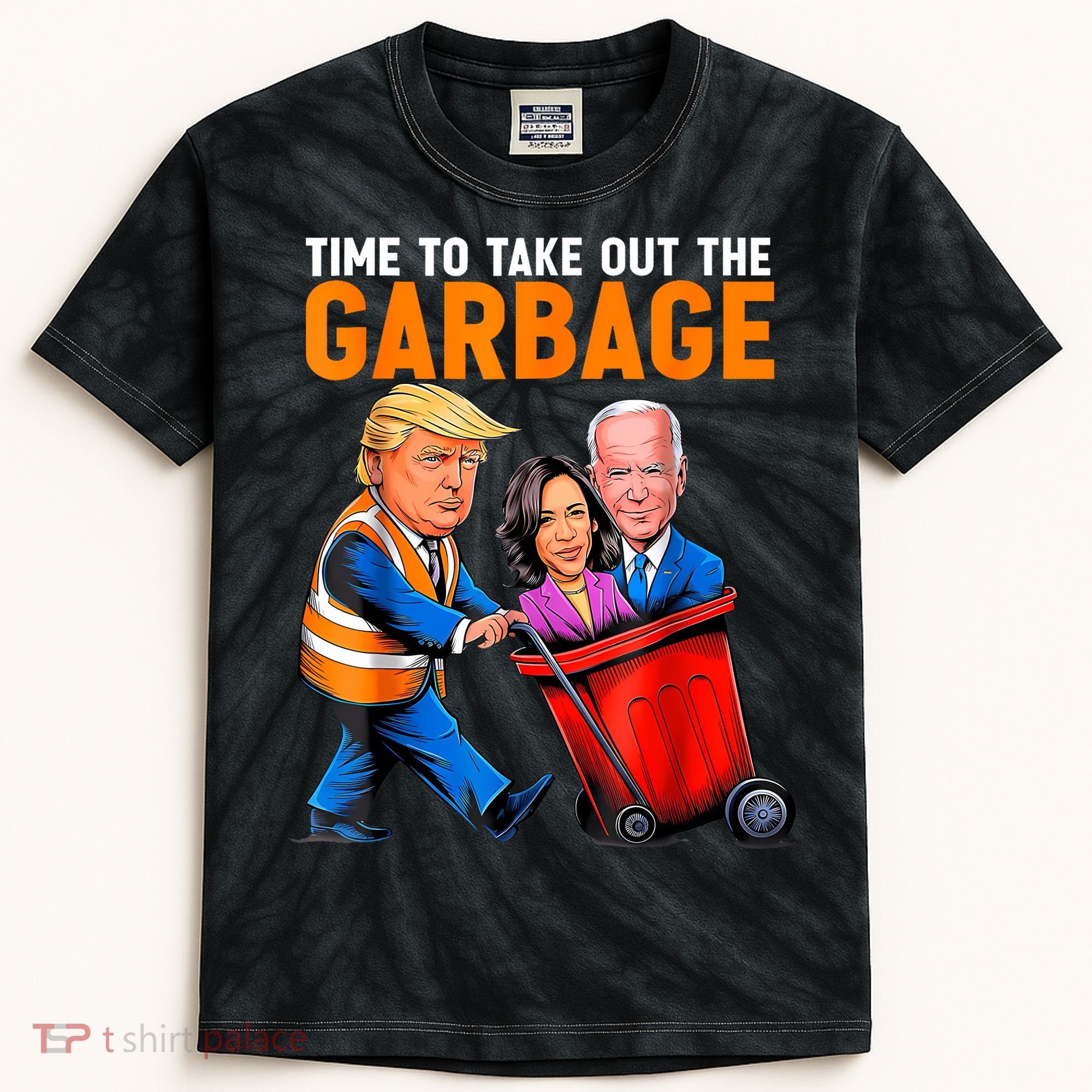 Garbage For Trump 2024 Funny Time To Take Out Garbage Biden Kids Tie-Dye T-Shirt