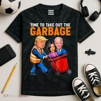 Garbage For Trump 2024 Funny Time To Take Out Garbage Biden Kids Tie-Dye T-Shirt thumb 2