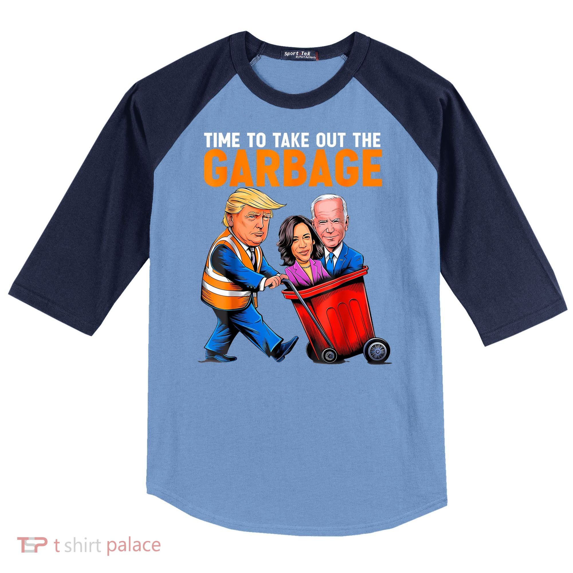 Garbage For Trump 2024 Funny Time To Take Out Garbage Biden Raglan Baseball Sleeve Shirt